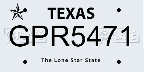 GPR5471 Texas License Plate