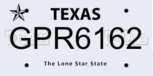 GPR6162 Texas License Plate