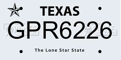 GPR6226 Texas License Plate