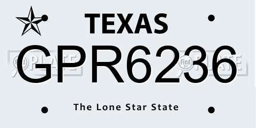 GPR6236 Texas License Plate