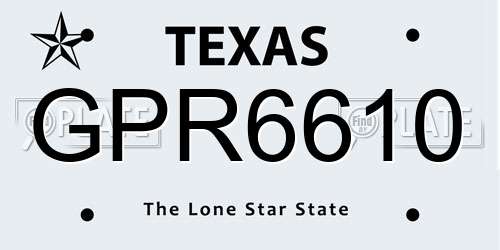 GPR6610 Texas License Plate
