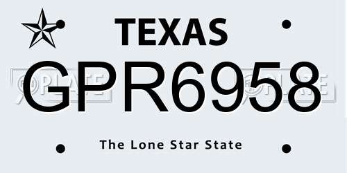 GPR6958 Texas License Plate
