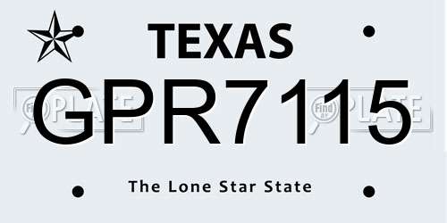 GPR7115 Texas License Plate