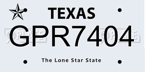 GPR7404 Texas License Plate
