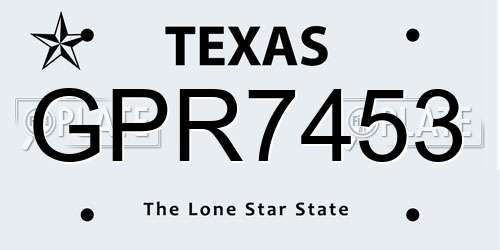 GPR7453 Texas License Plate