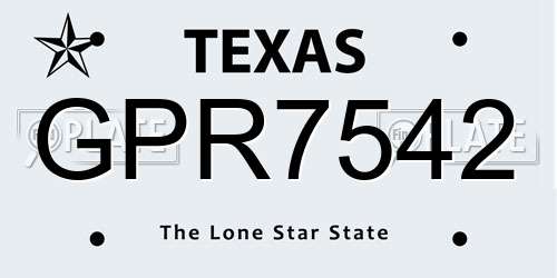 GPR7542 Texas License Plate