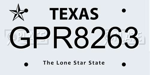 GPR8263 Texas License Plate