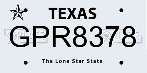 GPR8378 Texas License Plate