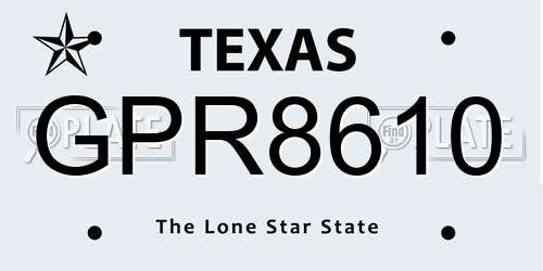 GPR8610 Texas License Plate