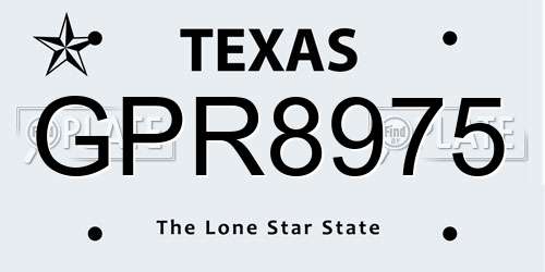 GPR8975 Texas License Plate