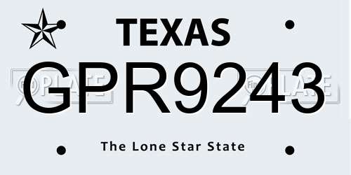 GPR9243 Texas License Plate