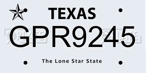 GPR9245 Texas License Plate