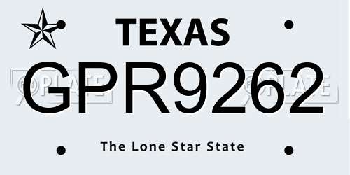 GPR9262 Texas License Plate