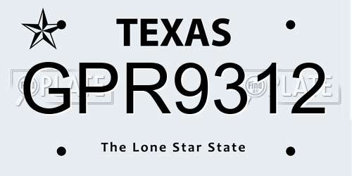 GPR9312 Texas License Plate