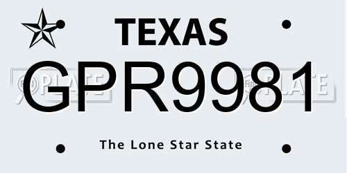 GPR9981 Texas License Plate