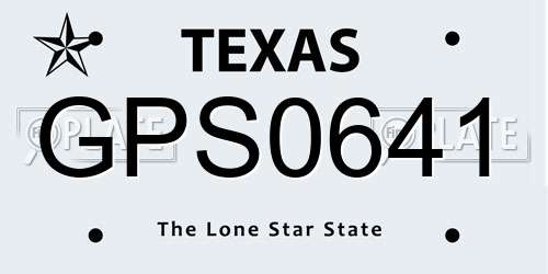 GPS0641 Texas License Plate