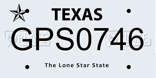 GPS0746 Texas License Plate
