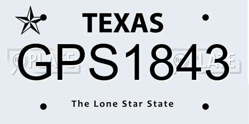 GPS1843 Texas License Plate