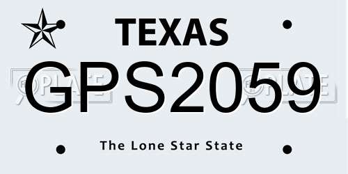 GPS2059 Texas License Plate