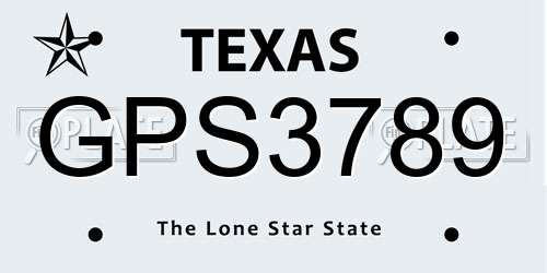 GPS3789 Texas License Plate
