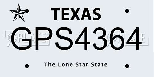 GPS4364 Texas License Plate