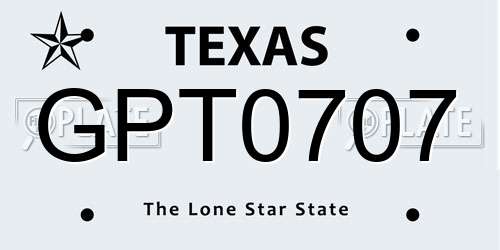 GPT0707 Texas License Plate