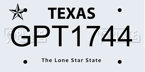 GPT1744 Texas License Plate