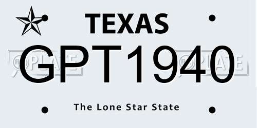 GPT1940 Texas License Plate