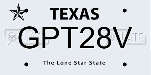 GPT28V Texas License Plate