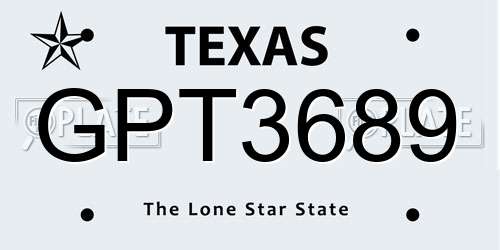 GPT3689 Texas License Plate