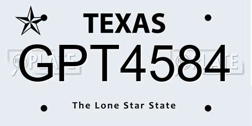GPT4584 Texas License Plate