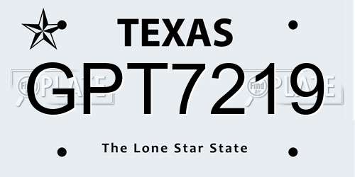 GPT7219 Texas License Plate