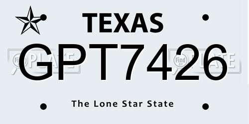 GPT7426 Texas License Plate