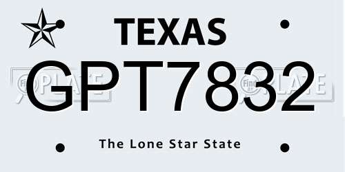 GPT7832 Texas License Plate