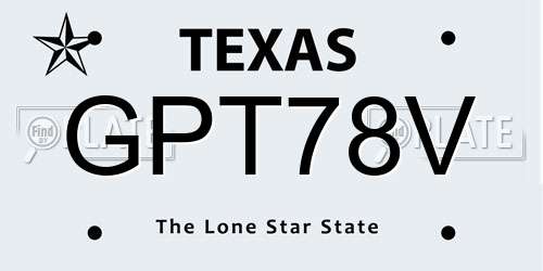 GPT78V Texas License Plate
