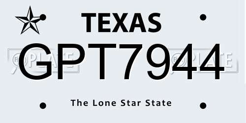 GPT7944 Texas License Plate