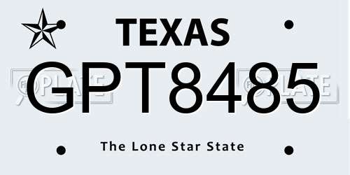 GPT8485 Texas License Plate