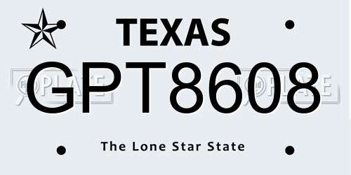 GPT8608 Texas License Plate
