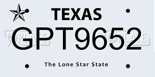 GPT9652 Texas License Plate