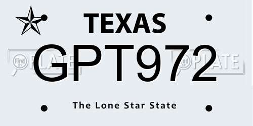 GPT972 Texas License Plate
