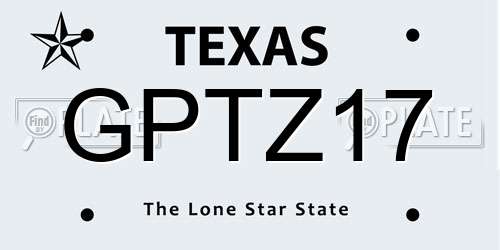 GPTZ17 Texas License Plate