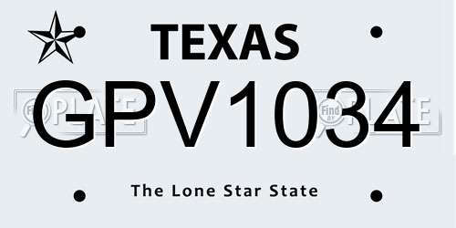 GPV1034 Texas License Plate
