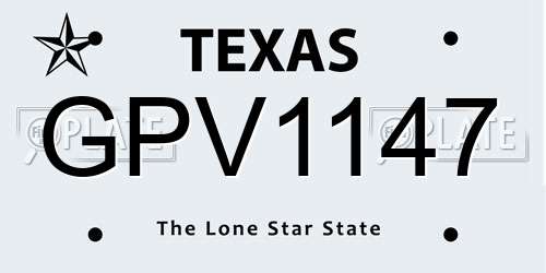 GPV1147 Texas License Plate