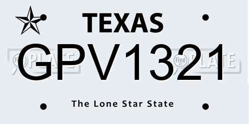 GPV1321 Texas License Plate