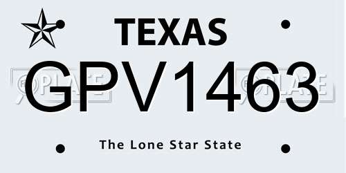 GPV1463 Texas License Plate