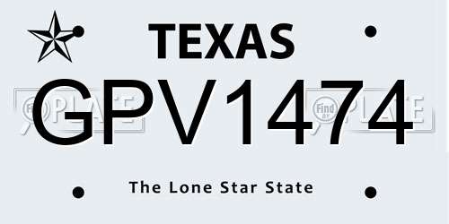 GPV1474 Texas License Plate