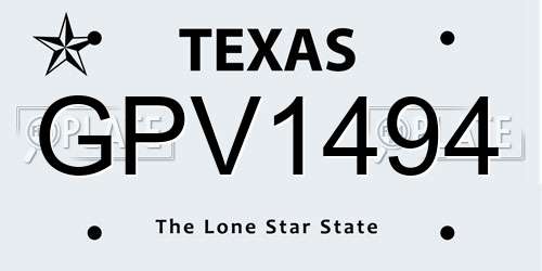 GPV1494 Texas License Plate