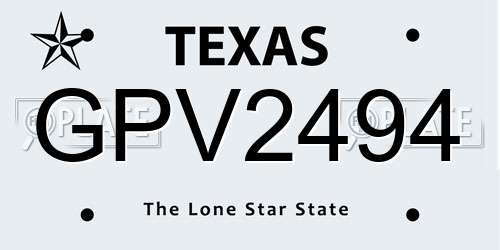 GPV2494 Texas License Plate