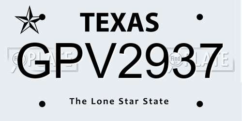GPV2937 Texas License Plate