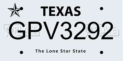 GPV3292 Texas License Plate